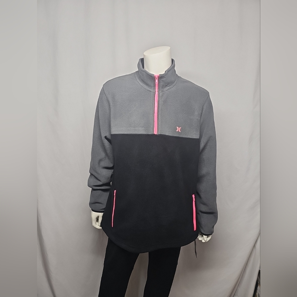 Hurley Gray and Black Sweatshirt with Pink Accents